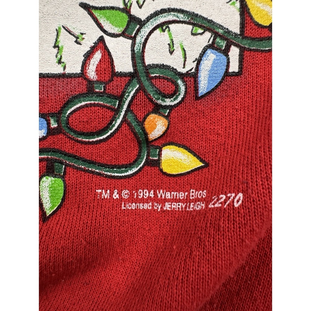 Vintage Looney Tunes Sweatshirt Mens XL Sylvester Tweety Christmas Crewneck 90s - Picture 3 of 7